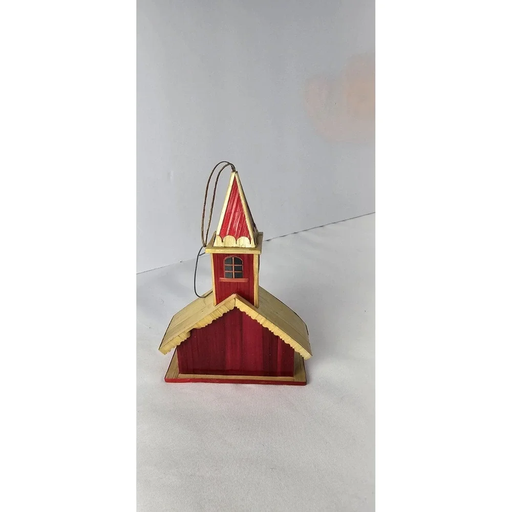 Vintage‎ Lillian Vernon Balsa Wood Church Ornament Lacquered Christmas Chapel